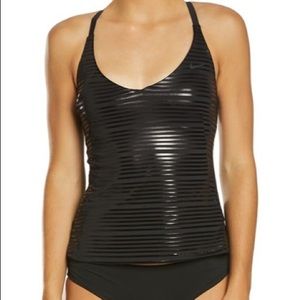 Nike Shine Stripe Crossback Tankini Size M black
